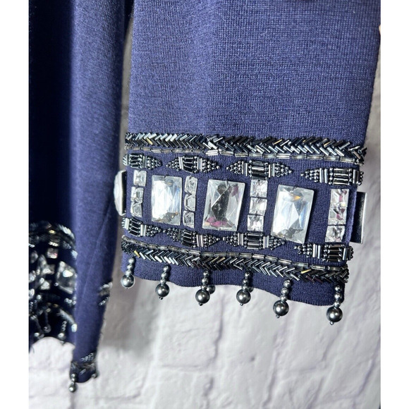 Outlander Vintage Embellished Sequin Top Long Sleeve Formal Night Out Size 44-46 - Picture 6 of 10